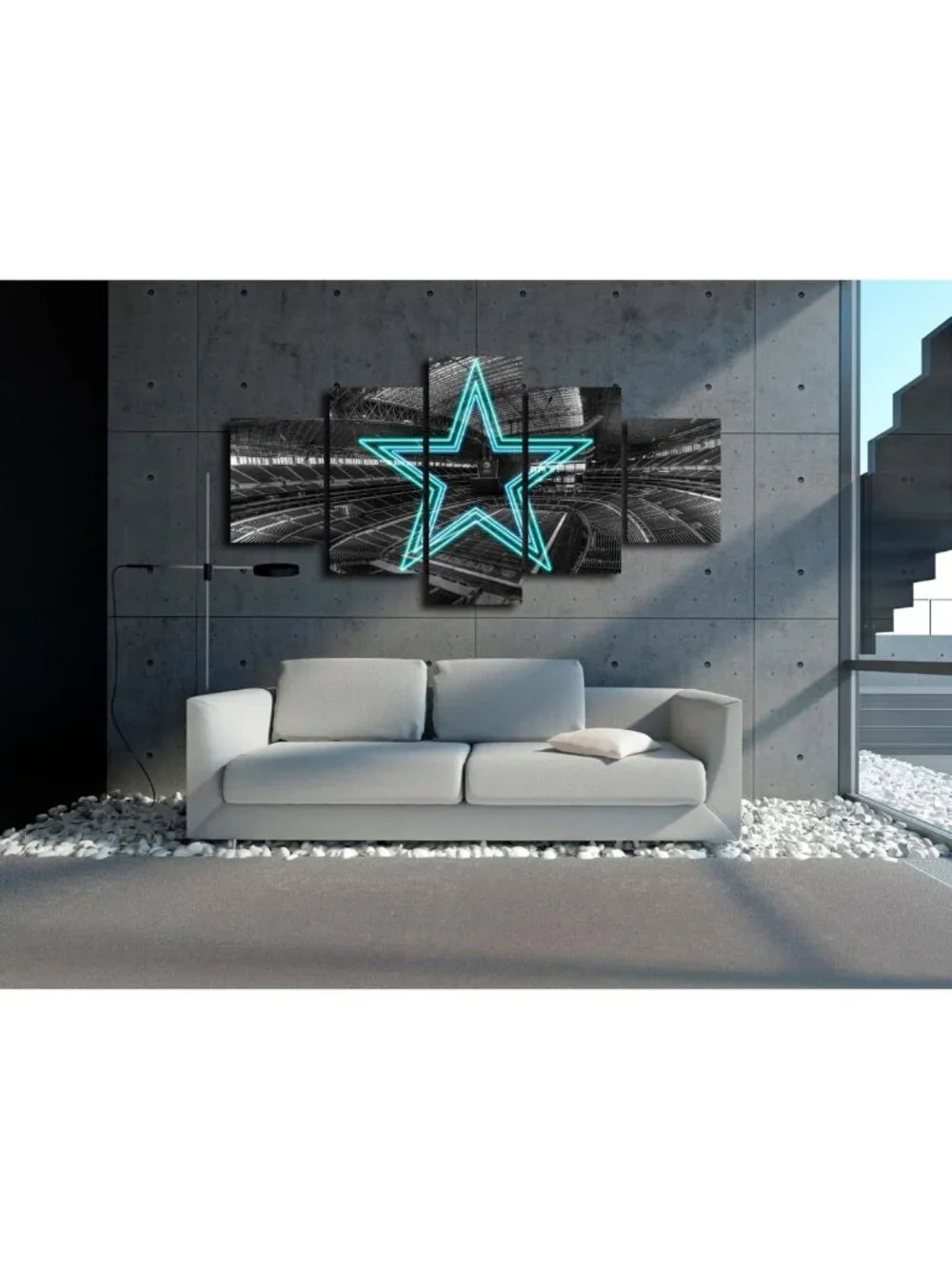 American Football Canvas Print Set - Neon Cowboys Stadium Wall Art Decor